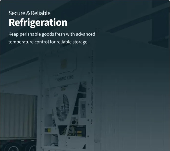 The refrigeration card from the live homepage, a reefer unit photographed in the yard.