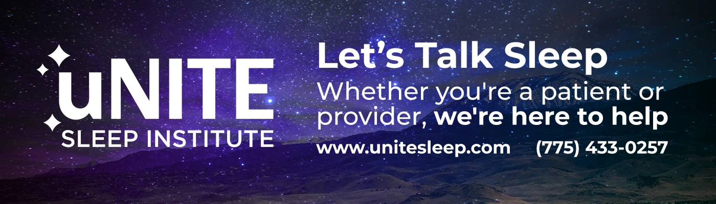 uNITE Sleep Institute billboard design over a starry night sky: let's talk sleep, whether you're a patient or provider, we're here to help.
